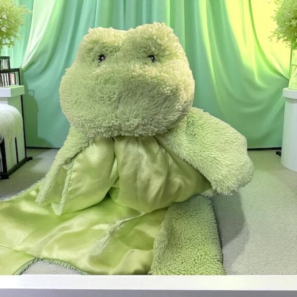 16" Baby Gund Lovey Huggybuddy Frog Security Blanket Plush Satin 59165 Nursery - Picture 14 of 14